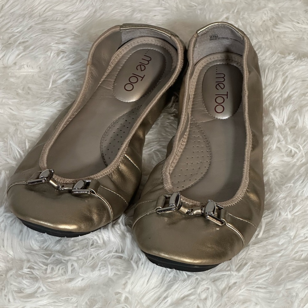 Gold Ballet Flat- Me Too